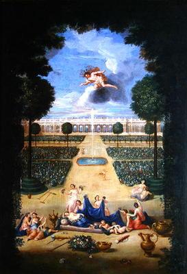 The Groves of Versailles. View of the parterres of Trianon with Flora and Zephyr (oil on canvas)
