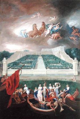 View of the Orangerie and the Chateau de Versailles with the Abduction of Helen