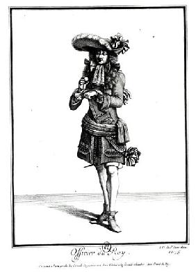 King''s officer, 1675 (b/w print)
