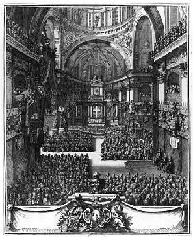 Funeral of Marie-Louise d''Orleans (1662-89) Queen of Spain, at the church St. Paul St. Louis, Paris
