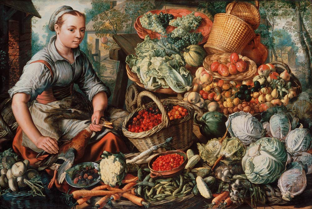 Fruit and vegetable still life with market woman. from Joachim Beuckelaer
