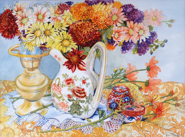 Chrysanthemums in a Chinese Jug from Joan  Thewsey