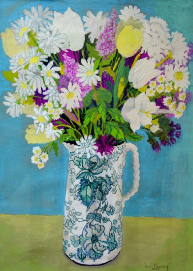Flowers in a Jug, turquoise decoration