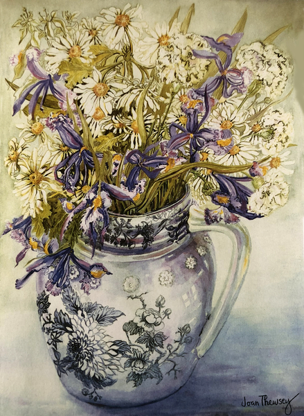 Iris, Chrysanthemums and Carnations in a Copeland Jug from Joan  Thewsey