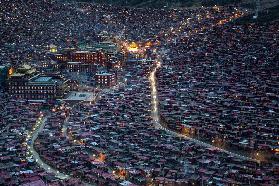 The Larung Ngarig Buddhist Academy at Night