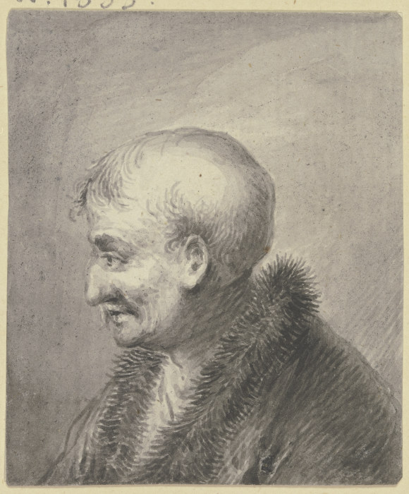 Brustbild eines kahlköpfigen alten Mannes, im Profil nach links from Johann Andreas Benjamin Nothnagel