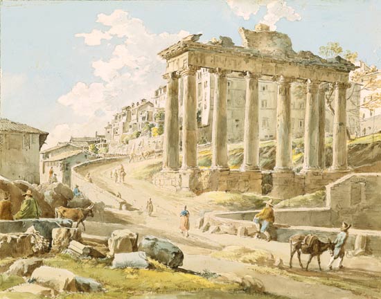 The forum Romanum for the saturn temple from Johann Georg von Dillis