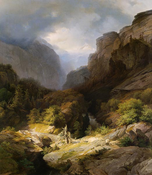 An Alpine Landscape in a Storm from Johann Gottfried Steffan