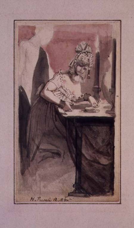 A Courtesan at her Dressing Table (pen & ink and watercolour on paper) from Johann Heinrich Füssli