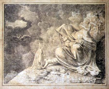 The Witch and the Mandrake (pencil & w/c on paper) from Johann Heinrich Füssli