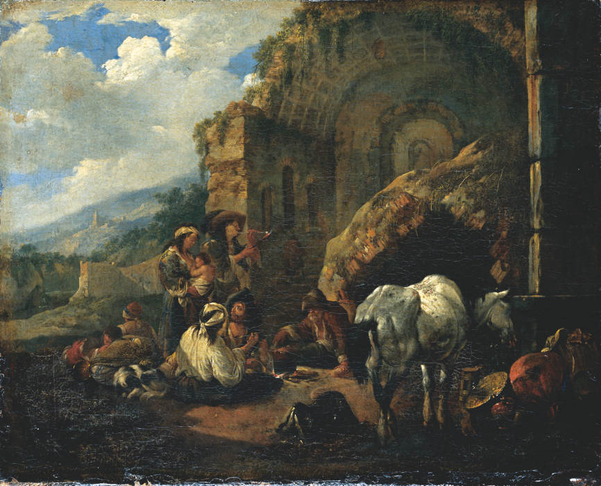 Gypsy Camp in a Roman Ruin from Johann Heinrich Roos