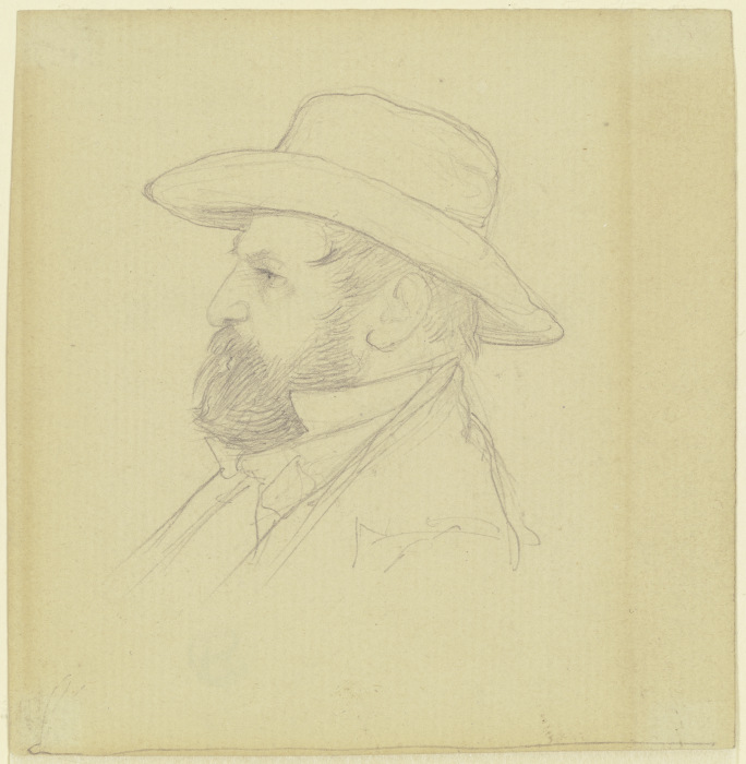 Bildnis eines Mannes mit Hut im Profil nach links from Johann Jakob Hoff