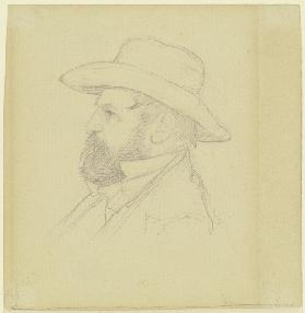Bildnis eines Mannes mit Hut im Profil nach links