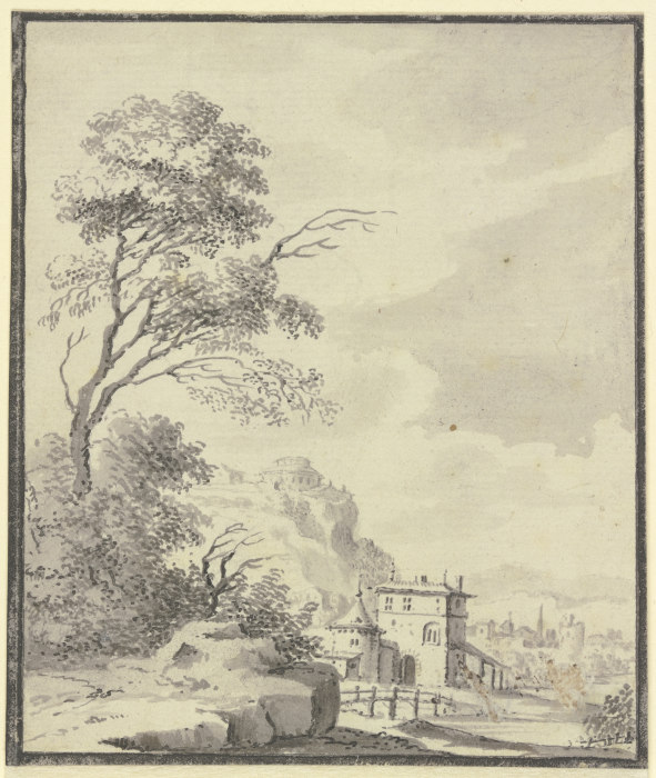 Landschaft mit einem Haus mit Turm from Johann Ludwig Aberli