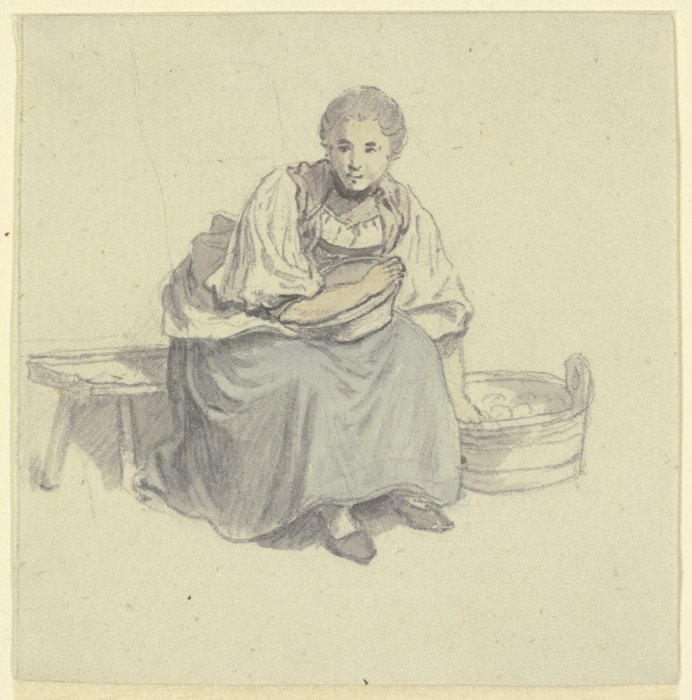 Sitzende Frau mit Holzbütte from Johann Ludwig Aberli