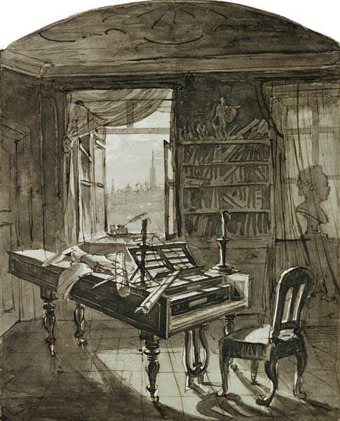 Beethoven's Room at the Time of his Death from Johann Nepomuk Hoechle