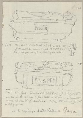 Details der Grabmonumente von Papst Pius III. sowie von Papst Pius II. in Sant’Andrea della Valle in