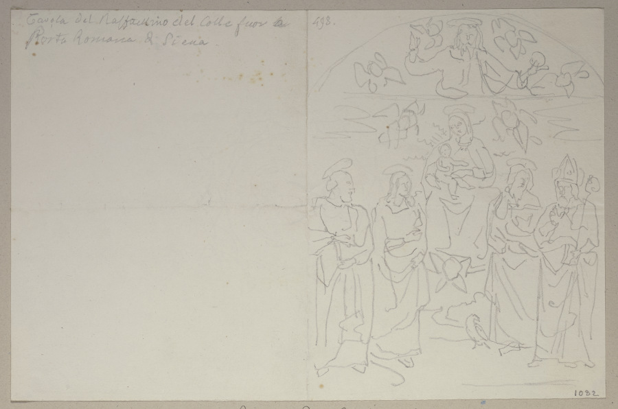 Thronende Maria mit dem Jesuskind zwischen Heiligen, nach einem Gemälde von Raffaello dal Colle in e from Johann Ramboux