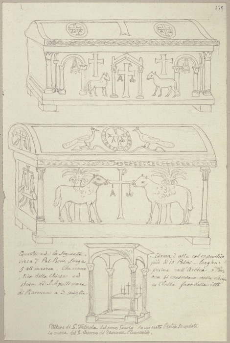 Zwei Sarkophage sowie das Ziborium und der Altar in Sant’Apollinare in Classe from Johann Ramboux