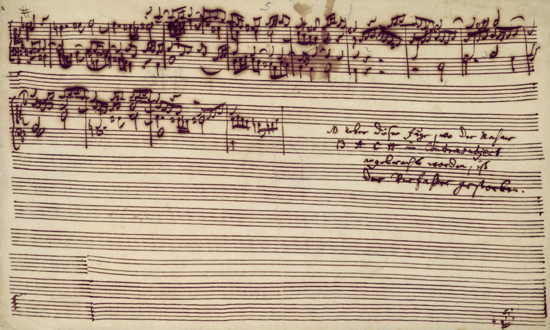Last page of The Art of Fugue, 1740s (pen and ink on paper) from Johann Sebastian Bach
