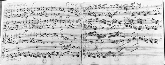 Autograph of the partita ''Sei gegruesset, Jesu guetig'' from Johann Sebastian Bach
