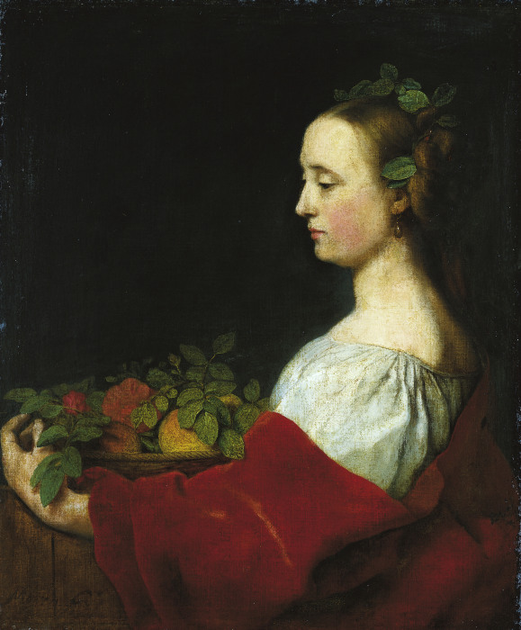 Woman Holding a Basket of Fruit from Johann Ulrich Mayr