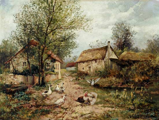 Poultry by a Pond in a Farmyard from Johannes Hendrik Weissenbruch
