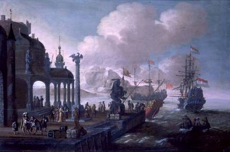Mediterranean Harbour Scene from Johannes Lingelbach