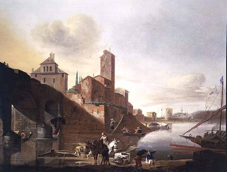 A View of the Ponte Molle in Rome from Johannes Lingelbach