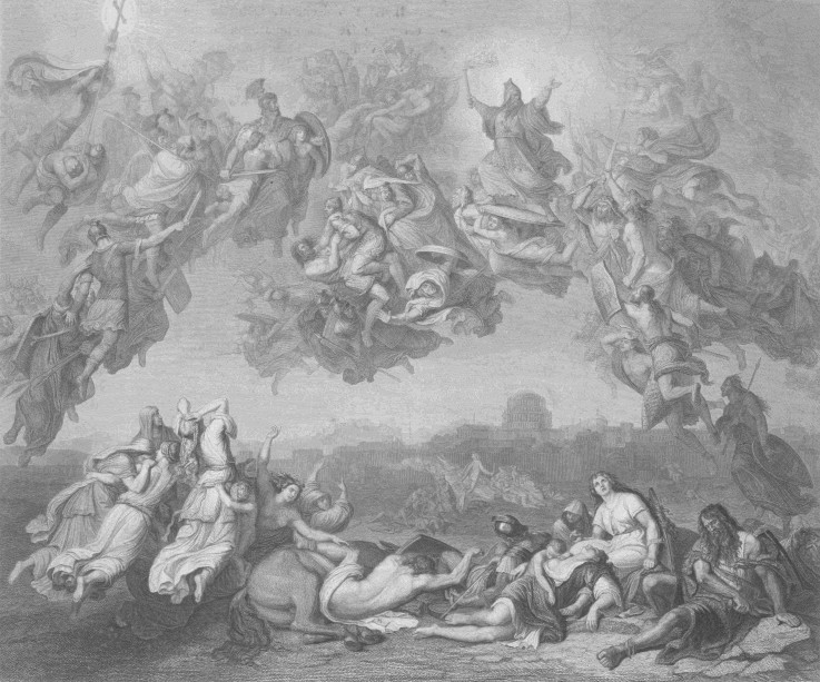 Die Hunnenschlacht (The Battle of the Huns) (after a painting by Wilhelm von Kaulbach) from Johann Leonhard Raab