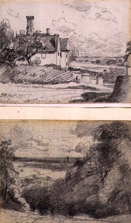 A Manor House, 1815, and Dedham from near Gun Hill, Langham from John Constable