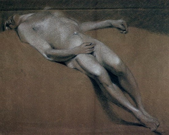 Study of a recumbent male nude from John Constable