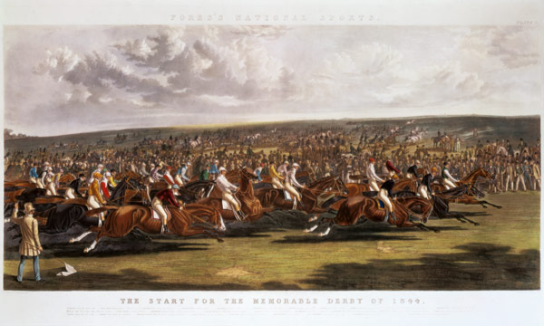The Start of the Memorable Derby of 1844 engraved by Charles Hunt (1803-77) from John Frederick Herring d.Ä.