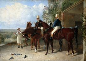 Postilions on her horses in expectation of a mail coach