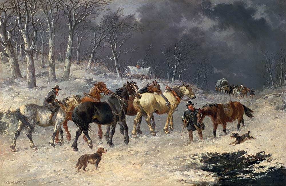 Horses in the snow from John Frederick Herring d.J.