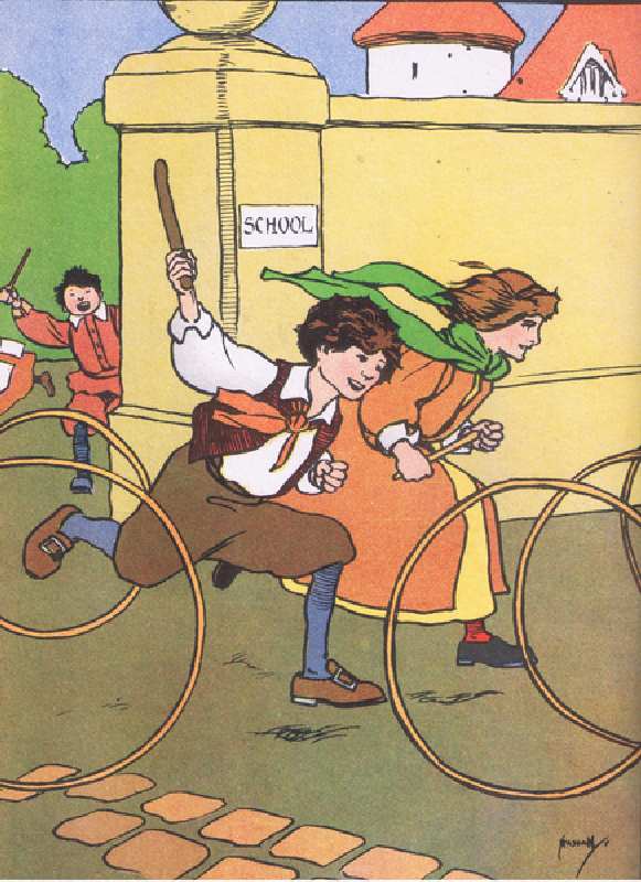 Coming out to play (Girls and Boys come out to play), from Blackies Popular Nursery Rhymes published from John Hassall