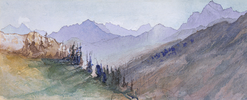 Mountains of Savoy seen from the Brezon (chromolitho & w/c) from John Ruskin