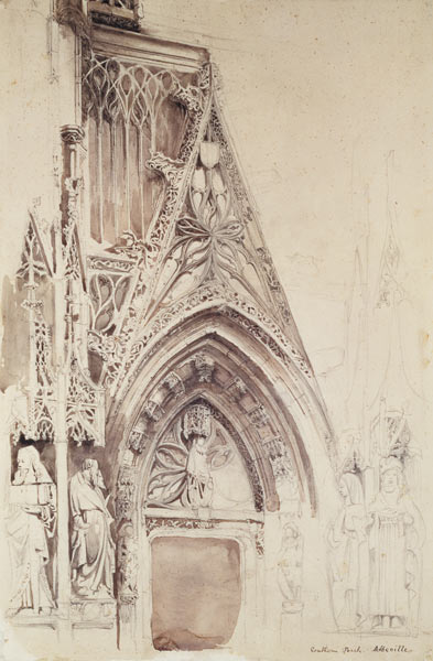 Southern Porch of St. Vulfran, Abbeville (pencil, ink & wash on paper) from John Ruskin