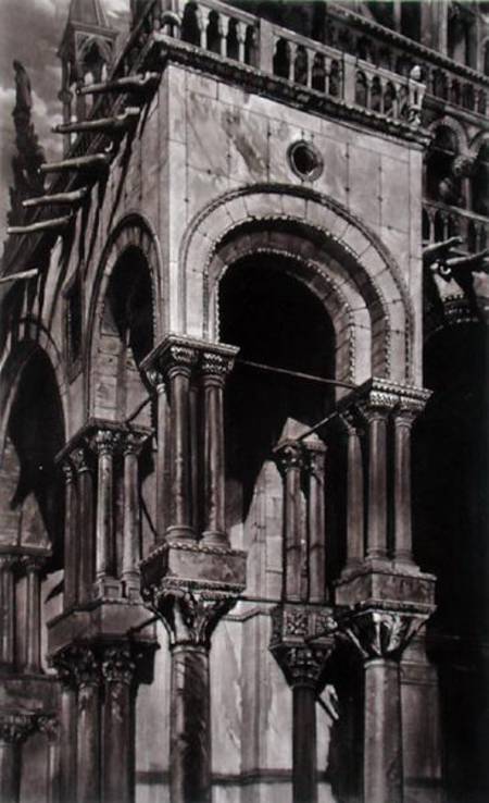 St. Mark's, Southern Portico, from 'Examples of the Architecture of Venice', by John Ruskin, aquatin from John Ruskin