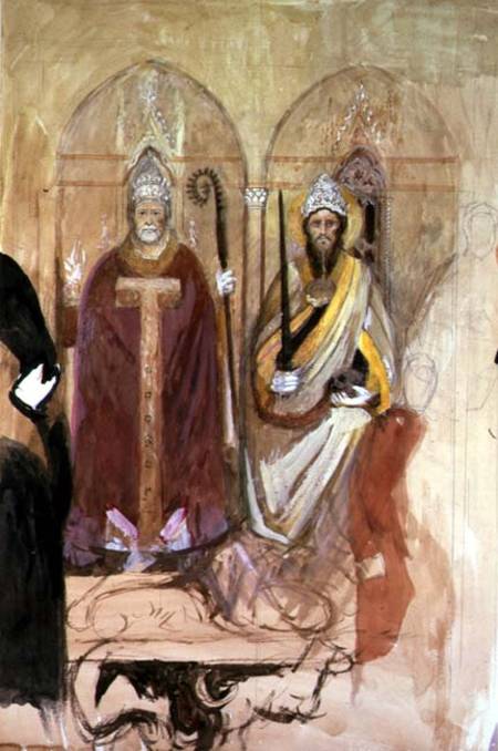The Pope and the Emperor, fresco in the Spanish Chapel, Santa Maria Novella, Florence  on from John Ruskin