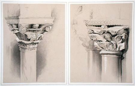 Torcello, Capital of Nave Pillar and St. Mark's, Capital from Central Porch, from 'Examples of the A from John Ruskin