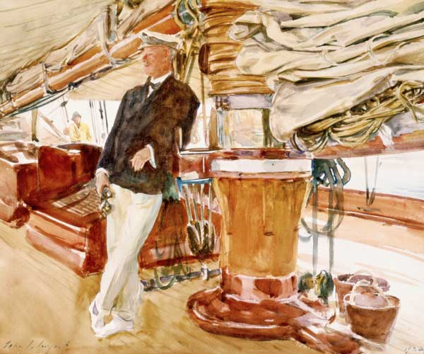 Captain Herbert M. Sears on deck of the Schooner Yacht Constellation from John Singer Sargent