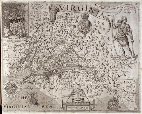 Map of Virginia, discovered and described by Captain John Smith, 1606, engraved by William Hole (fl. from John Smith