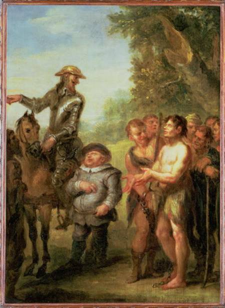 Don Quixote frees the galley slaves, from Cervantes' 'Don Quixote' from John Vanderbank