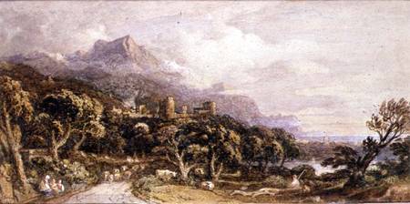 Landscape with castle and mountain from John Varley