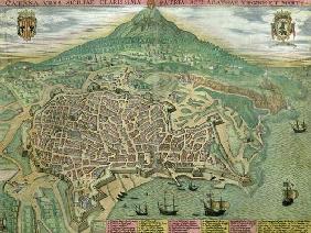 Map of Catania, from 'Civitates Orbis Terrarum' by Georg Braun (1541-1622) and Frans Hogenberg (1535
