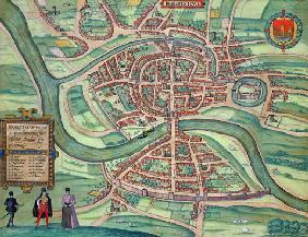 Map of Bristol, from 'Civitates Orbis Terrarum' by Georg Braun (1541-1622) and Frans Hogenberg (1535