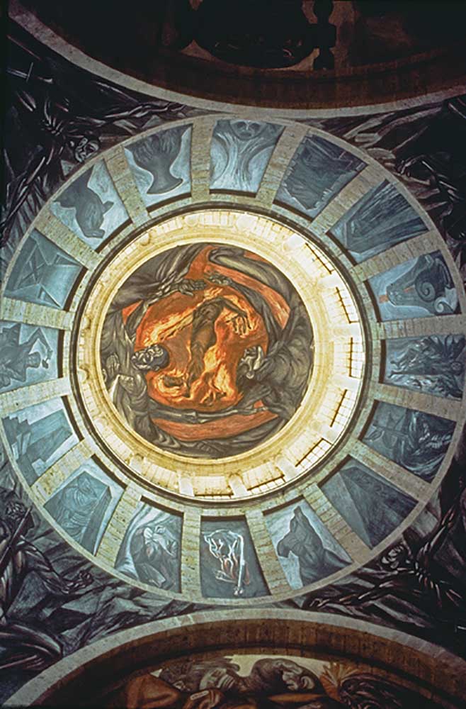 Dream, Contemplation, Dominian - Flame of the Spirit, Mural from the Interior of the Hospital Cabaia from José Clemente Orozco
