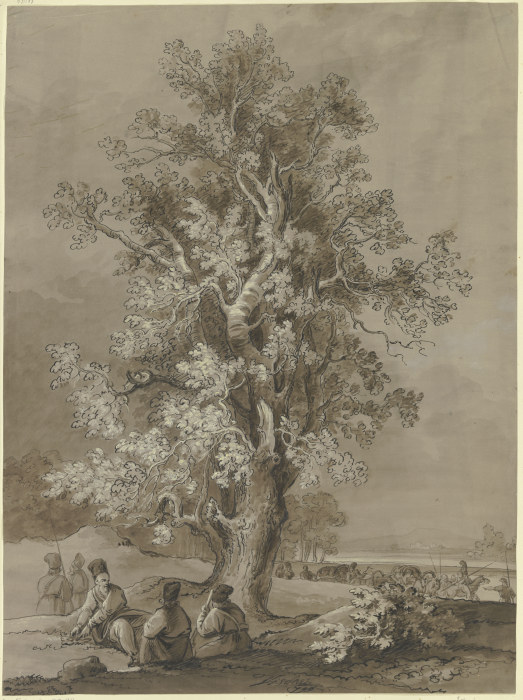 Old tree with camping men from Josef Fischer