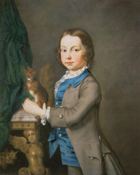 A Portrait of a Boy with a Pet Squirrel